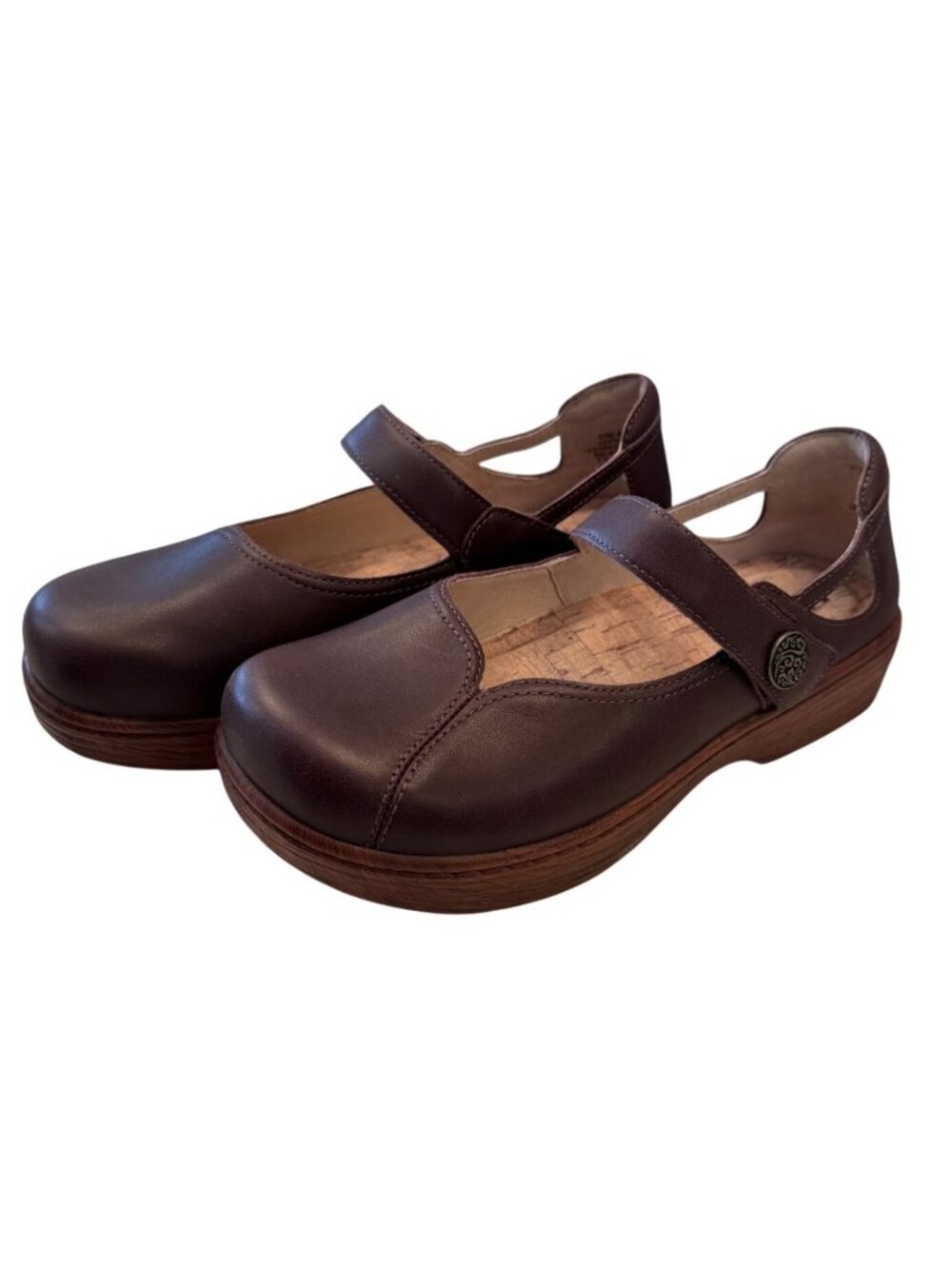 Alegria Onika PG Lite Size 36 EU 6/6.5 US NWB Mary Jane Clog Brown Leather Upper